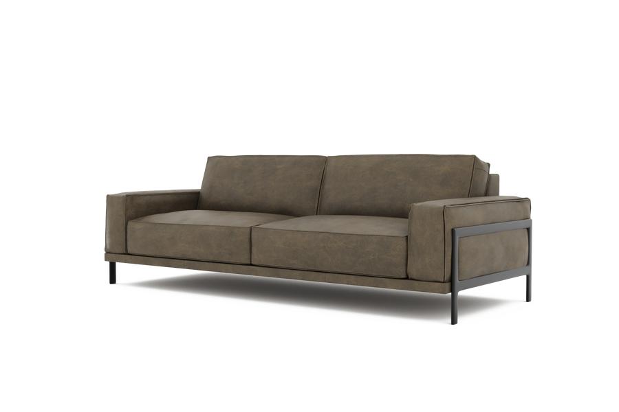 Valencia Chiara Leather Sofa with Steel Frame, Russett Brown