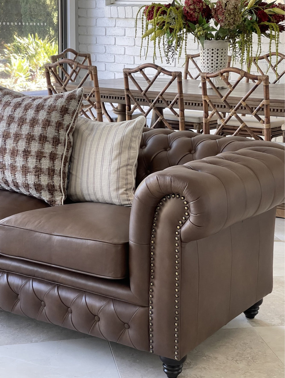 Parma Leather Chesterfield Accent Chair