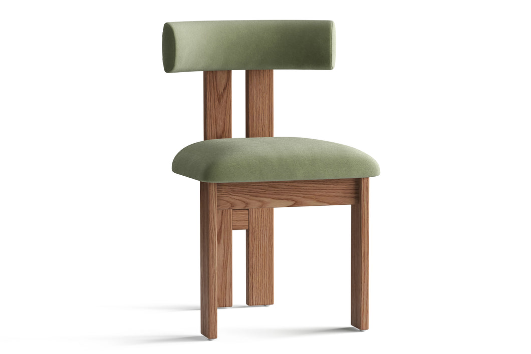 Valencia Carlo Natural Oak Wood Green Mohair Dining Chair, Green (Set of 2)