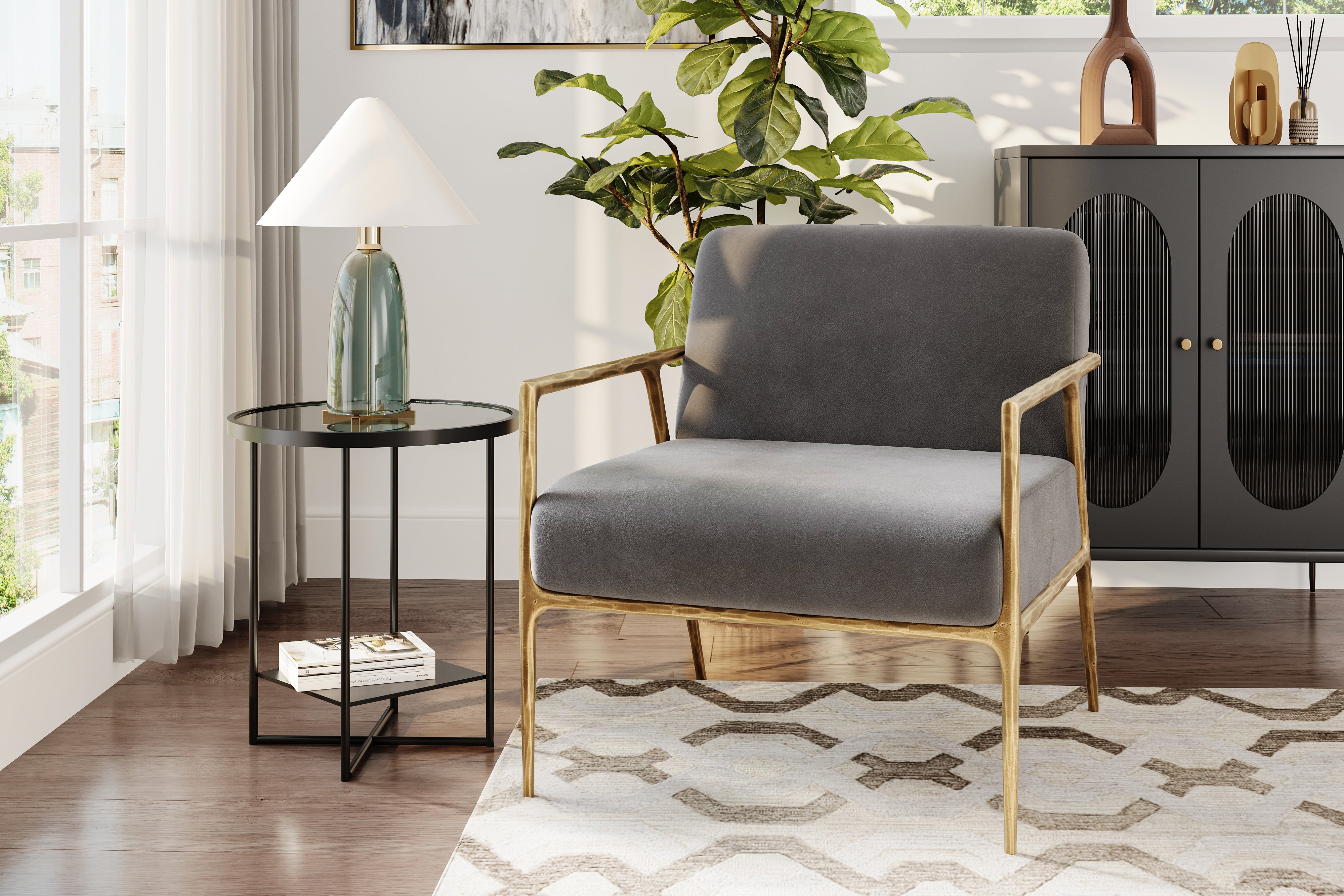 Grey accent online armchair