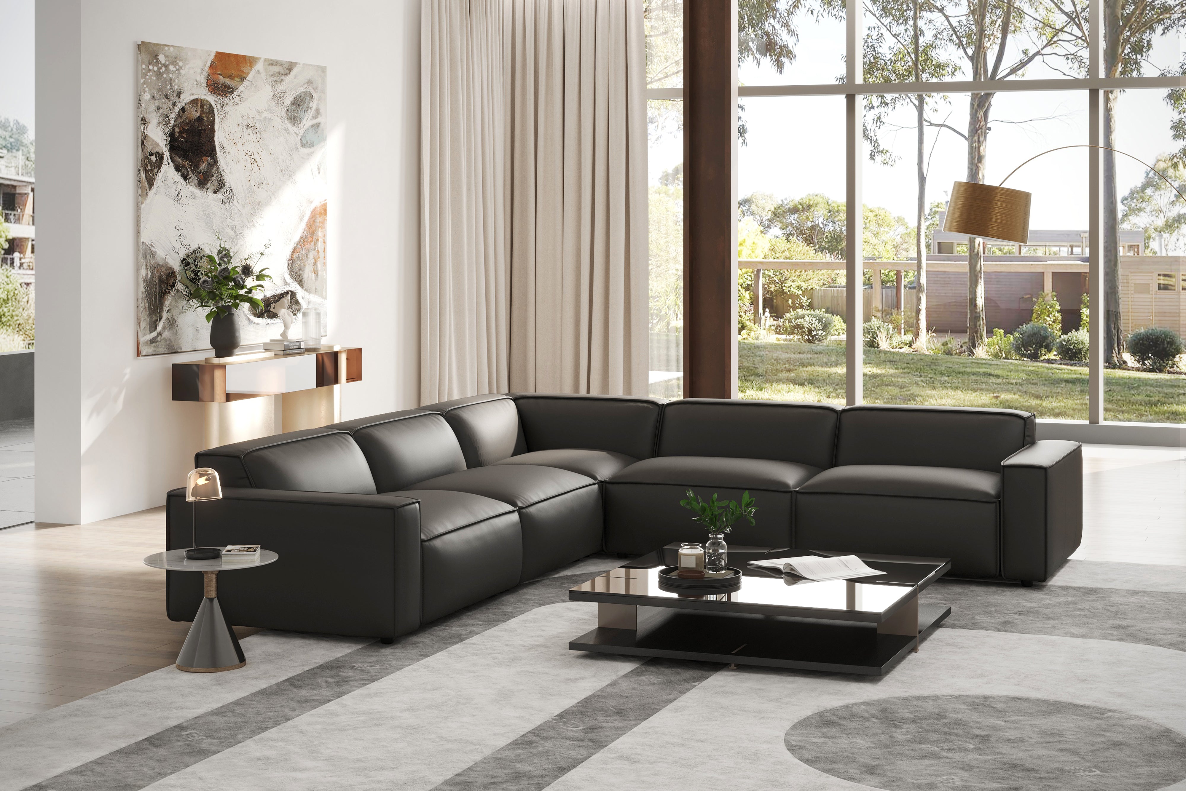 Leather deals l sectional