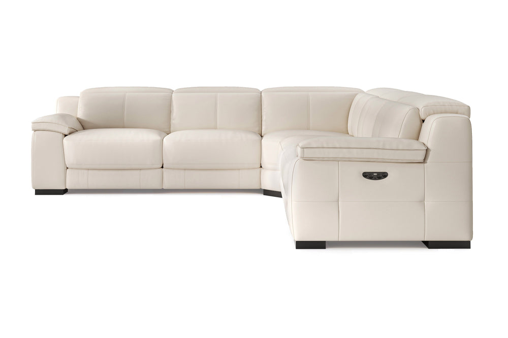 Valencia Ellie Top Grain Leather L-Shape Sofa, Beige