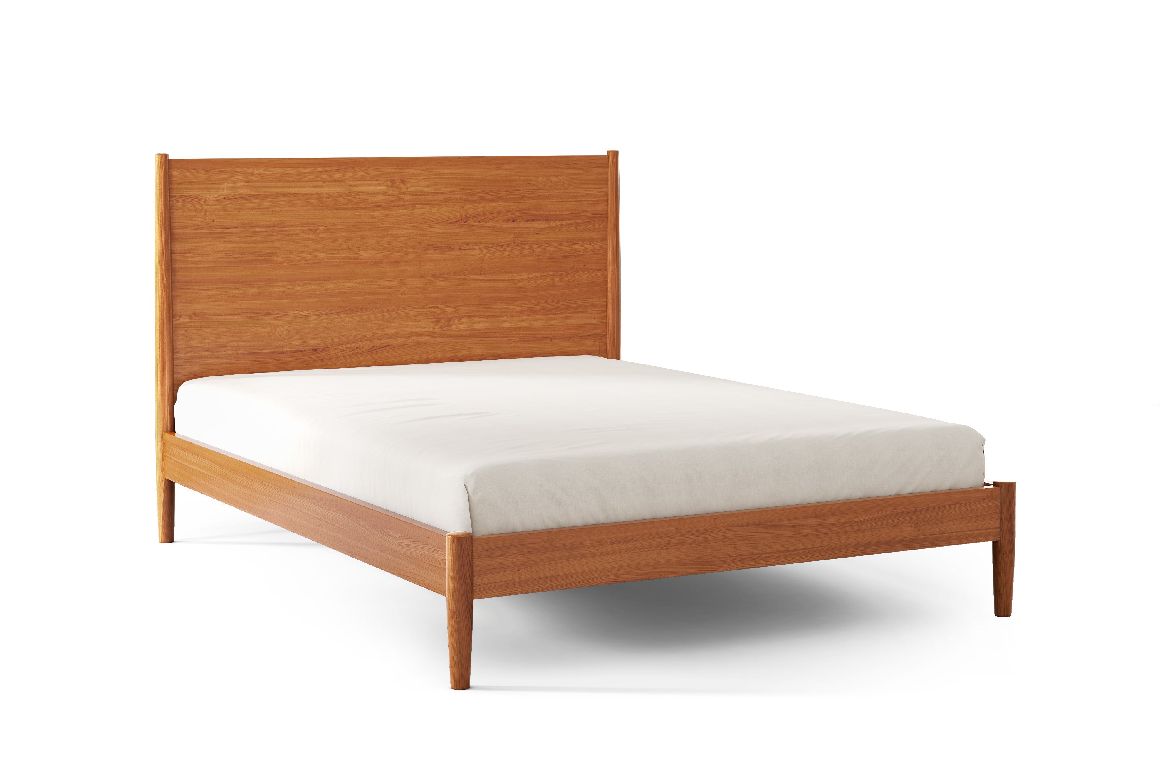 Valencia Tatum Queen Size Wood Mid-Century Bed Frame, Acorn