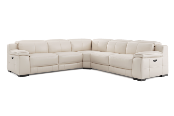 Valencia Ellie Top Grain Leather L-Shape Sofa, Beige