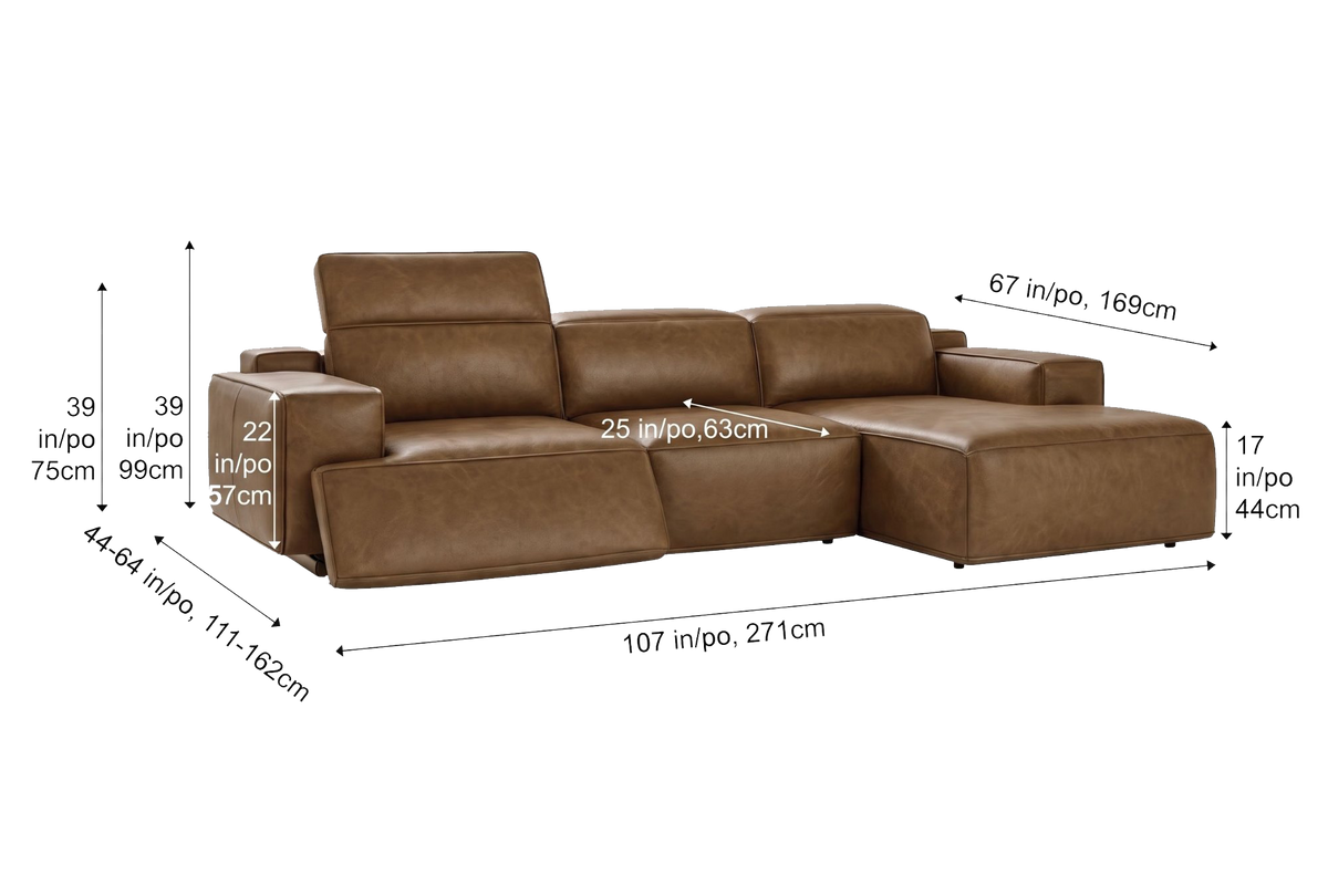 Valentina Distressed Leather Recliner Sectional Sofa