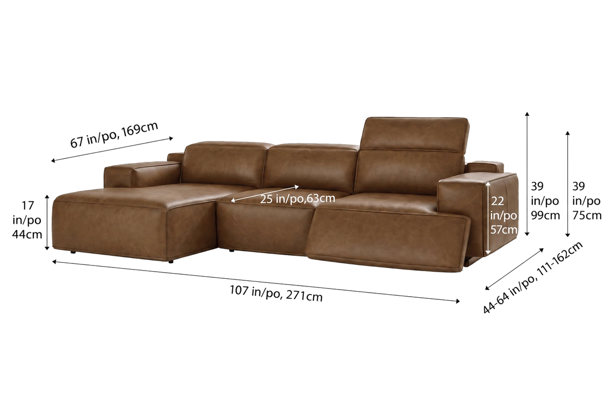 Valentina Distressed Leather Recliner Sectional Sofa