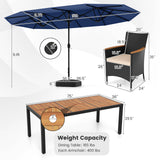 10 Piece Outdoor Dining Set with 15 Feet Double-Sided Twin Umbrella