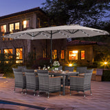 11 Pieces Patio Dining Set with 15 Feet Double-Sided Patio Umbrella Base Included