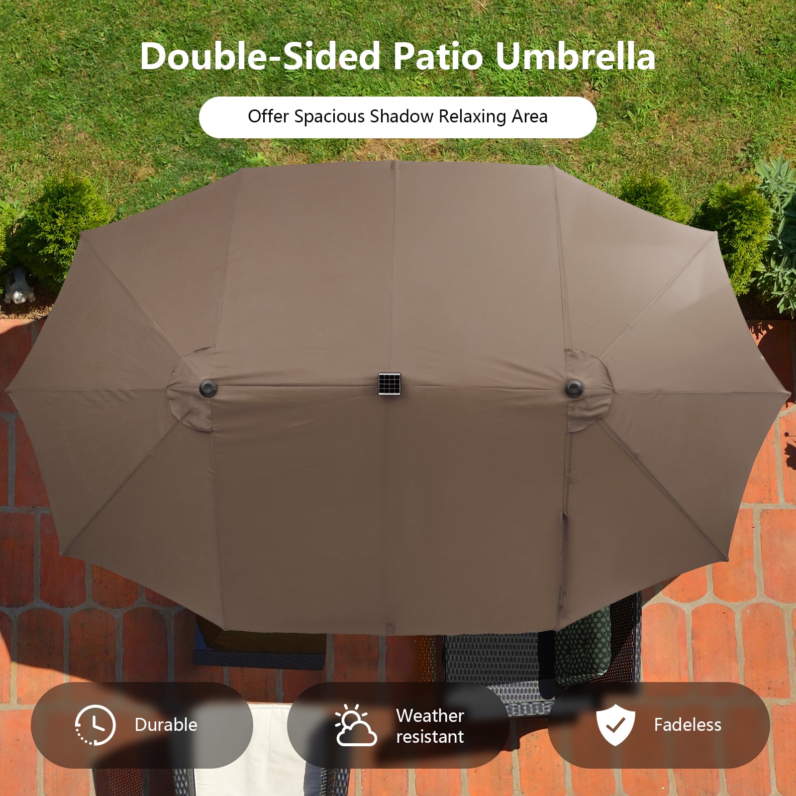 11 Pieces Patio Dining Set with 15 Feet Double-Sided Patio Umbrella Base Included
