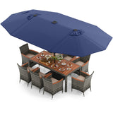 11 Pieces Patio Dining Set with 15 Feet Double-Sided Patio Umbrella Base Included