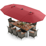11 Pieces Patio Dining Set with 15 Feet Double-Sided Patio Umbrella Base Included