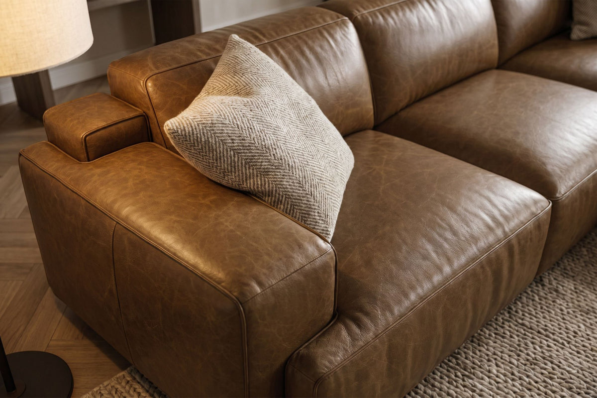 Valentina Distressed Leather Recliner Sectional Sofa