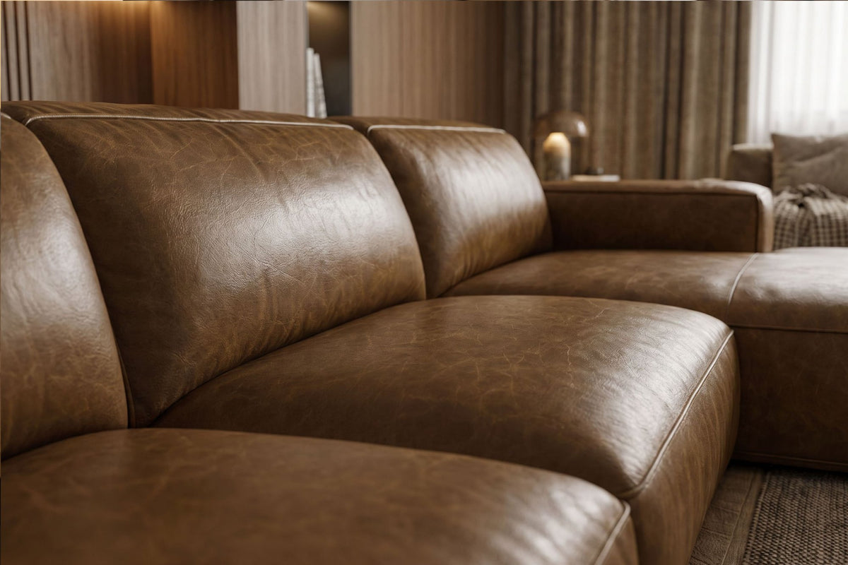 Valentina Distressed Leather Recliner Sectional Sofa