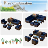 8 Pieces Patio Space-Saving Rattan Furniture Set with Storage Box and Waterproof Cover