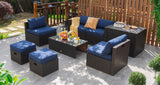 8 Pieces Patio Space-Saving Rattan Furniture Set with Storage Box and Waterproof Cover