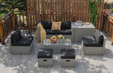 8 Pieces Patio Rattan Furniture Set with Storage Waterproof Cover and Cushion
