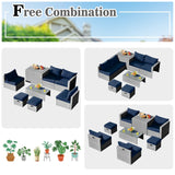 8 Pieces Patio Rattan Furniture Set with Storage Waterproof Cover and Cushion
