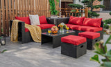 8 Pieces Patio Rattan Storage Table Furniture Set