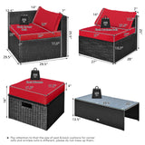 8 Pieces Patio Rattan Storage Table Furniture Set