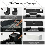 8 Pieces Patio Rattan Storage Table Furniture Set