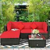 5 Pcs Outdoor Patio Rattan Furniture Set Sectional Conversation with Cushions