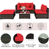 5 Pcs Outdoor Patio Rattan Furniture Set Sectional Conversation with Cushions