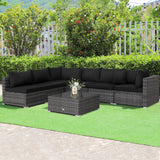 7 Pieces Patio Rattan Furniture Set Sectional Sofa Garden Cushion