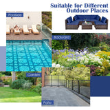 6 Pieces Patio Rattan Furniture Set with Cushions and Glass Coffee Table