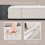 4 Pieces Patio Wicker Furniture Set Loveseat Sofa Coffee Table with Cushion