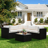 6 Pieces Patio Furniture Sofa Set with Cushions for Outdoor