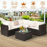6 Pieces Patio Furniture Sofa Set with Cushions for Outdoor