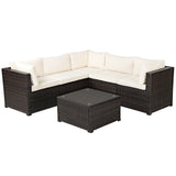 6 Pieces Patio Furniture Sofa Set with Cushions for Outdoor