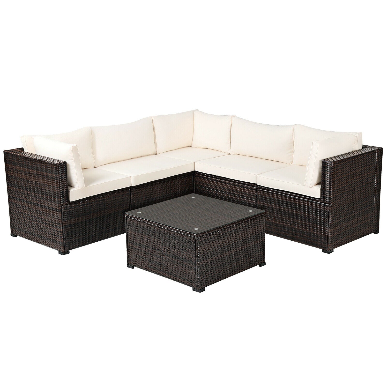 6 Pieces Patio Furniture Sofa Set with Cushions for Outdoor