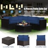 6 Pieces Patio Furniture Sofa Set with Cushions for Outdoor