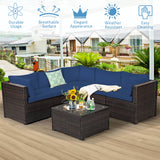 6 Pieces Patio Furniture Sofa Set with Cushions for Outdoor
