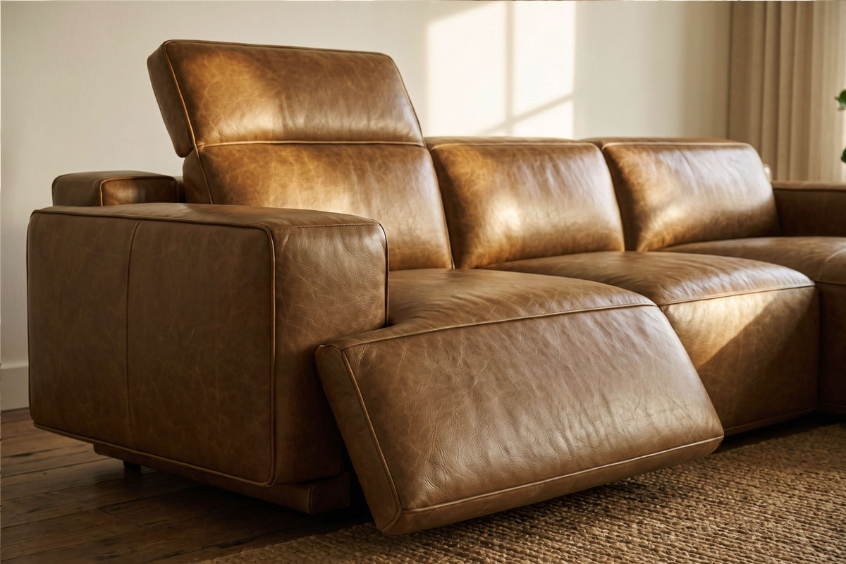 Valentina Distressed Leather Recliner Sectional Sofa