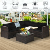 6 Pieces Patio Furniture Sofa Set with Cushions for Outdoor