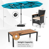 10 Piece Outdoor Dining Set with 15 Feet Double-Sided Twin Umbrella