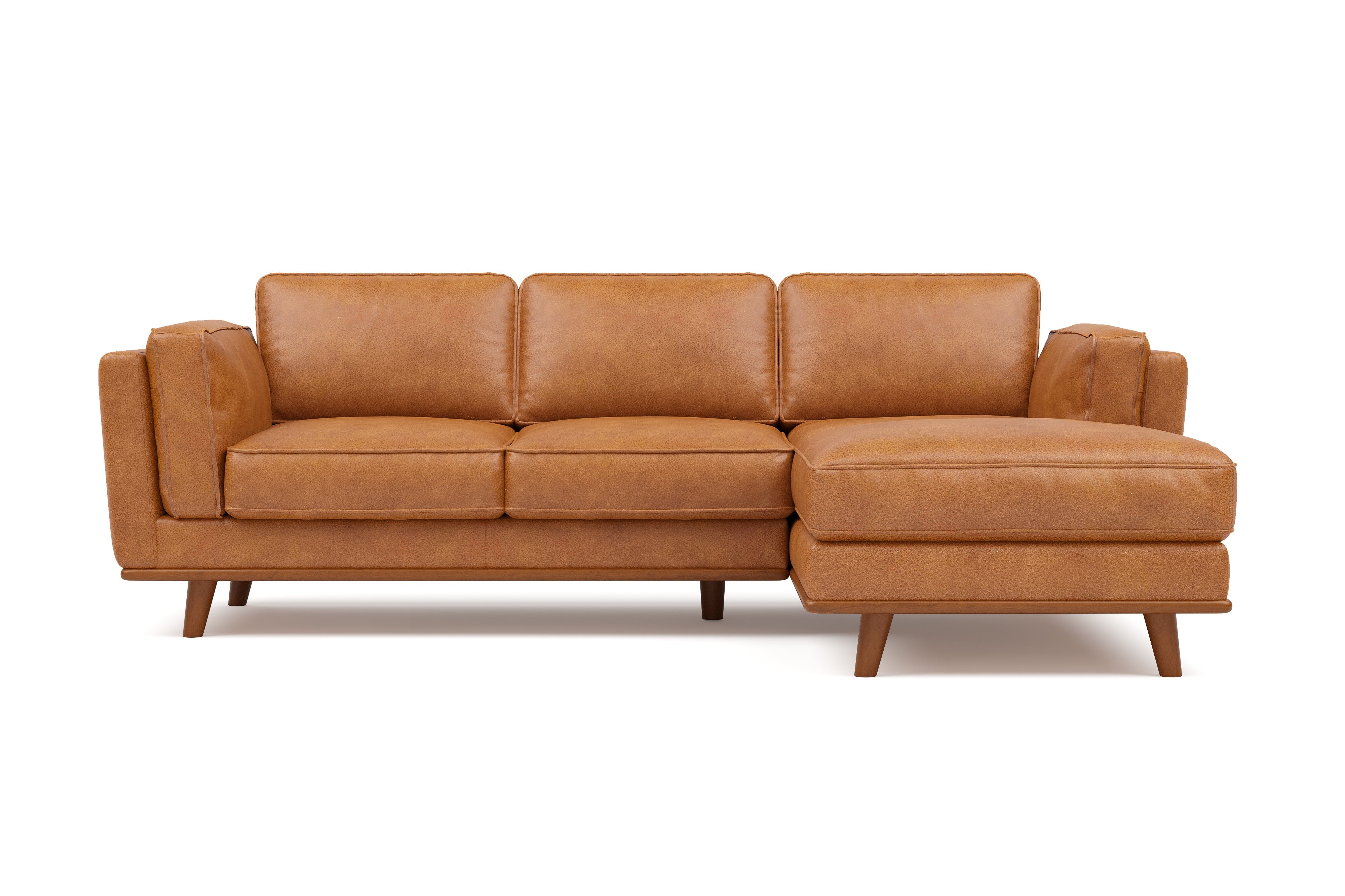 Valencia Artisan Top Grain Leather Three Seats with Right Chaise Leath