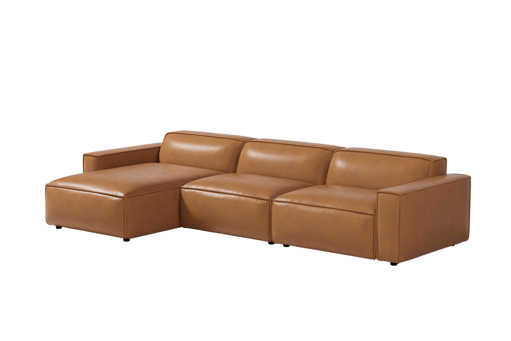 Up & Down powered sofa chaise-longue leather covered