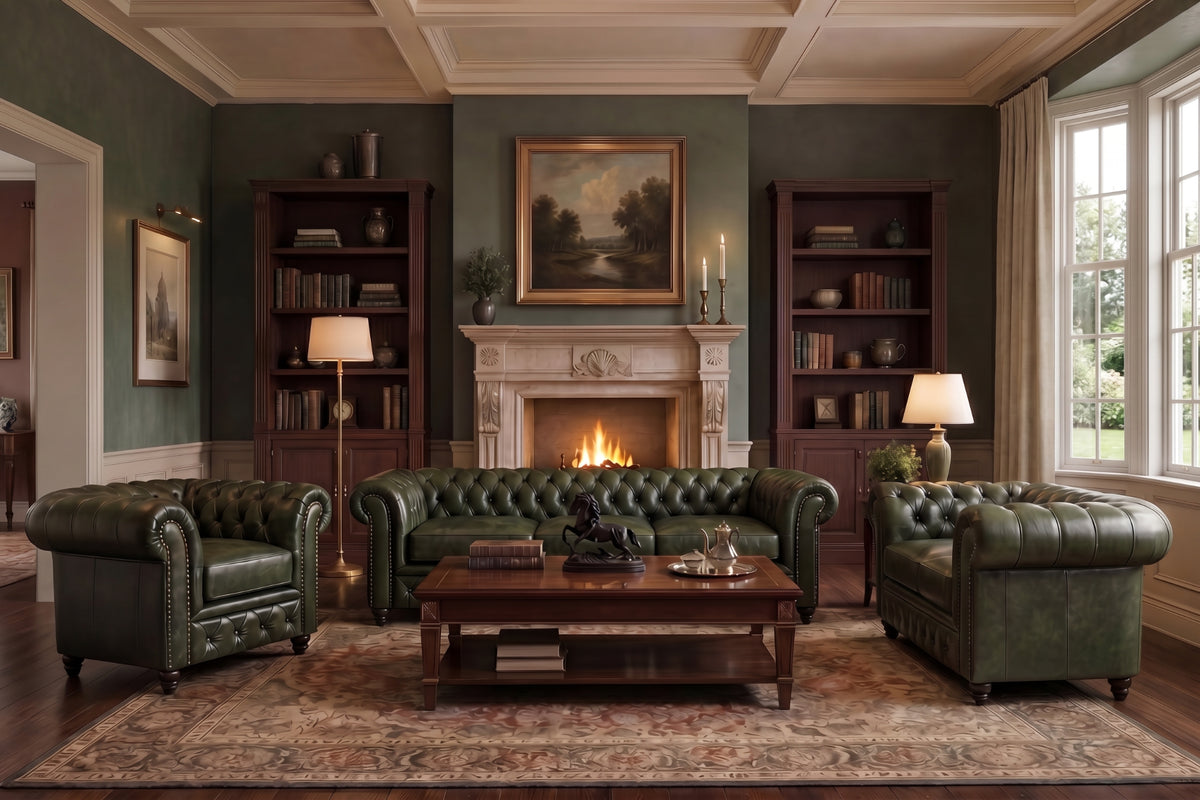 Parma Leather Chesterfield Accent Chair