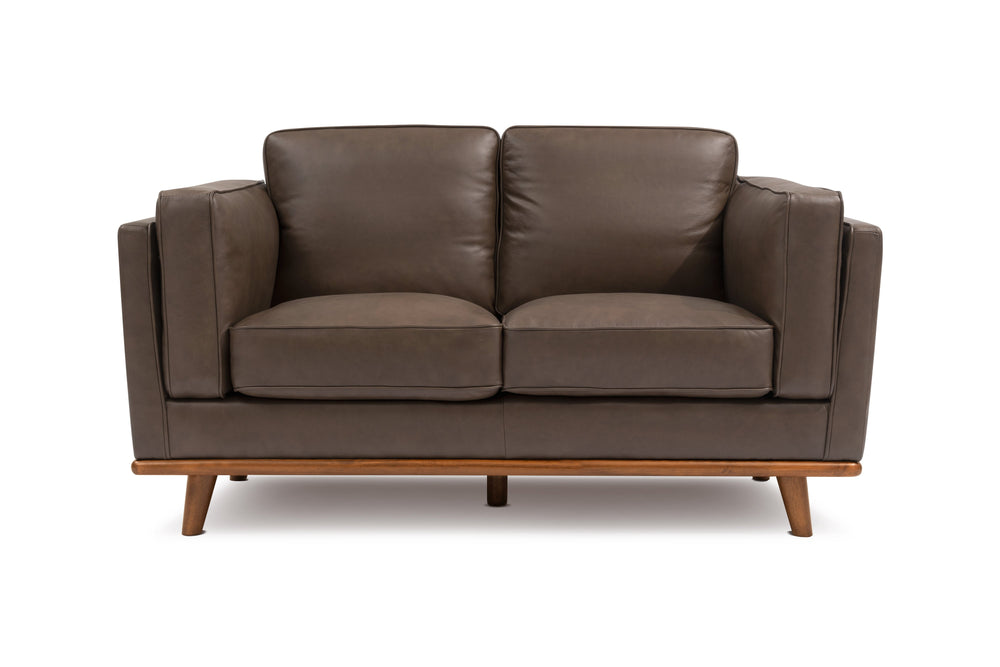 Valencia Artisan Top Grain Leather Loveseat, Chocolate Color