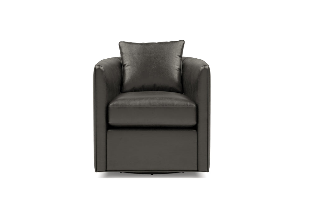 Valencia Riley Leather Swivel Accent Chair, Black Color