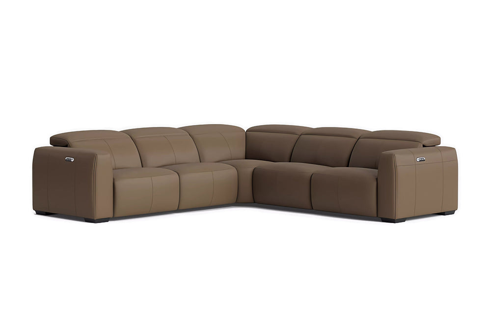 Valencia Carmen Leather L-Shape Dual Recliner Sofa, Brown