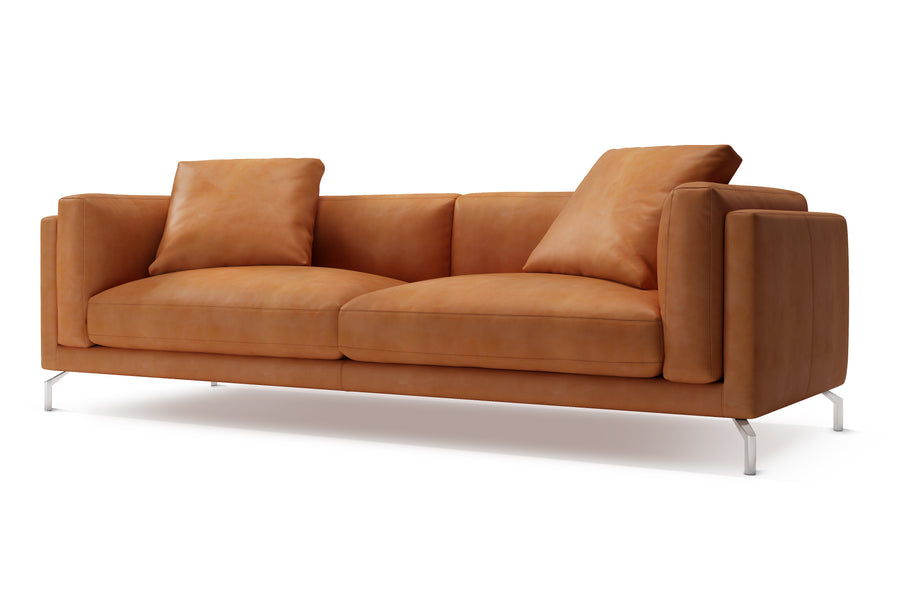 Valencia Zadar Leather Wide Seats Sofa, Cognac