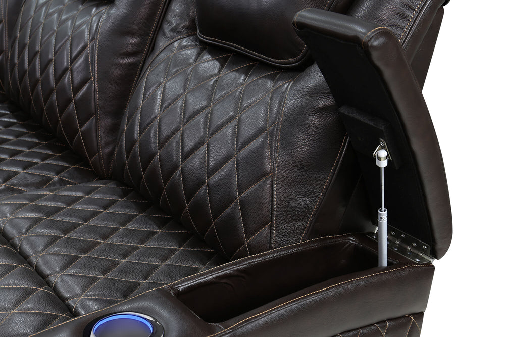 Valencia 2025 New Oslo Leather Home Theater Seating Row of 5 Set of 3 Center, Dark Chocolate