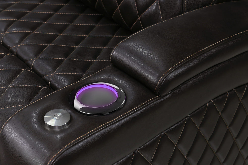 Valencia 2025 New Oslo Leather Home Theater Seating Row of 5 Set of 3 Center, Dark Chocolate