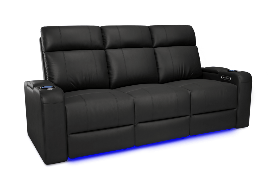 Valencia 2025 New Piacenza Leather Home Theater Seating Power Headrest Set of 3, Black