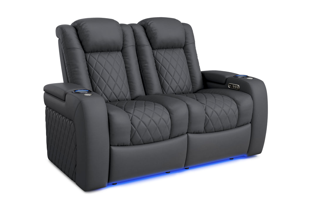 Valencia 2025 New Tuscany Leather Home Theater Seating Row of 2 Loveseat, Charcoal Grey