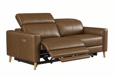 Elodie Distressed Italian Aniline Leather Dual Recliner Sofa
